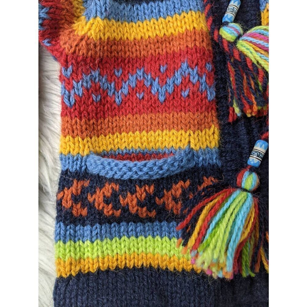YUSU TEX Alpaca Wool Colorful Cardigan Hand Made in Peru Full Zip baby Sz 0 - 12 - Picture 2 of 6